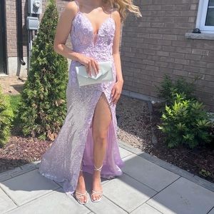 Jovani Ice-Pink / Lilac High-Slit Prom Dress